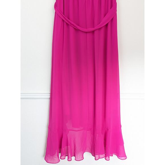 City Chic Dress Maxi Ruffle Flirty Detail Shock Pink Boho Feminine Sexy Size 18 - Picture 7 of 15